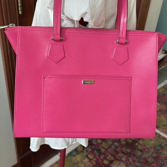 Ralph LaurenShoulder bagLeather bright pinkSilvertone hardware NWOT
